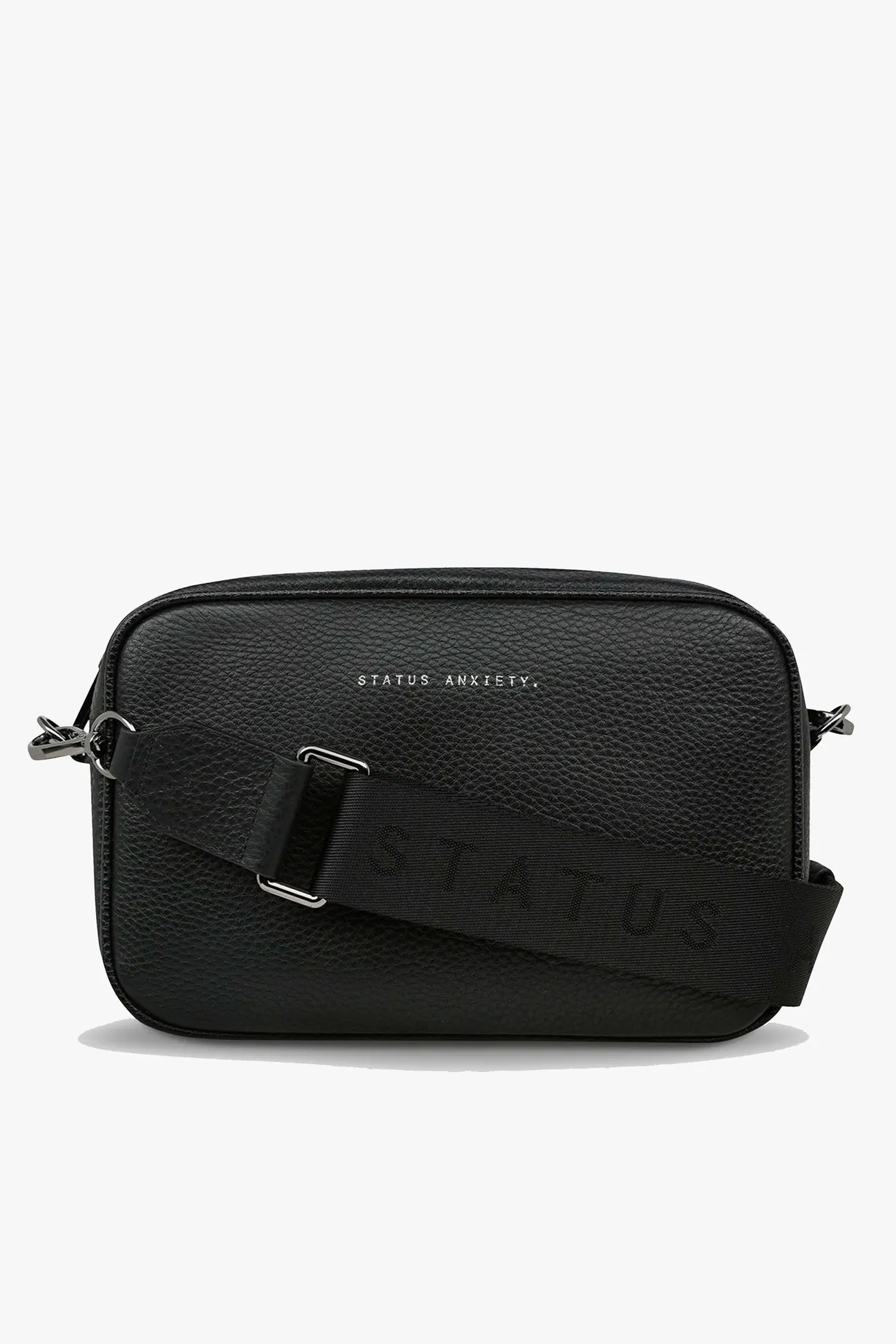 Status Anxiety Plunder Black Crossbody Bag Webbed Strap
