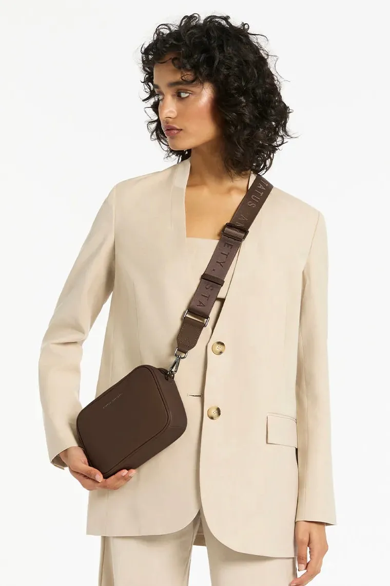 Status Anxiety Plunder Cocoa Crossbody Bag Webbed Strap