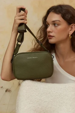 Status Anxiety Plunder Khaki Crossbody Bag Webbed Strap