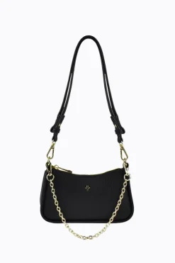Peta + Jain Poppi Black Gold Vegan Leather Gold Hardware Crossbody Bag