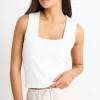 Among the Brave Positive Cream Rib Square Neck Tank