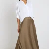 By Rosa. Preserve Bronze Floaty Satin Bias Maxi Skirt