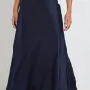 By Rosa. Preserve Navy Floaty Satin Bias Maxi Skirt