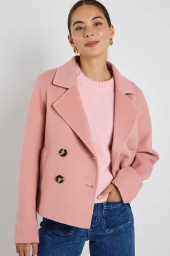 Ivy + Jack Prestige Blush Wool Blend Short Double Breasted Coat