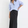 Stories be Told Prodigy Black Satin Bias Maxi Skirt