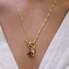 Love Lunamei Pure 18k Gold Plate with Herkimer Quartz Fob Necklace