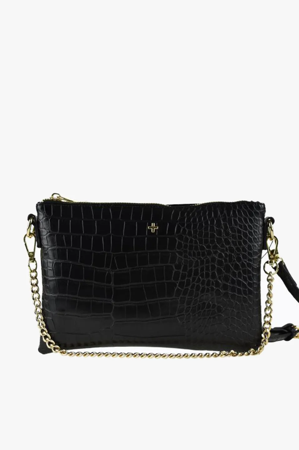 Peta + Jain Qunicy Black Pebble Vegan Recycled Leather Crossbody Bag with Gold Hardware