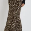 Among the Brave Rally Leopard Tie Waist Bias Maxi Skirt