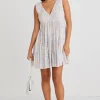 Ivy + Jack Ray Blue Summer Floral Sleeveless V Neck Mini Dress