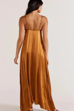 Staple The Label Rayna Copper Satin Strappy Maxi Dress