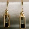 Silver Linings Realm Gold Square Sleeper EOL Earring with Black Garnet