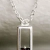 Silver Linings Realm Silver Square EOL Necklace with Black Garnet
