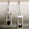 Silver Linings Realm Silver Square Sleeper EOL Earring with Black Garnet