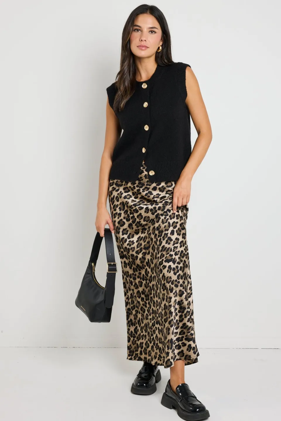 Stories be Told Record Leopard Satin Bias Maxi Skirt