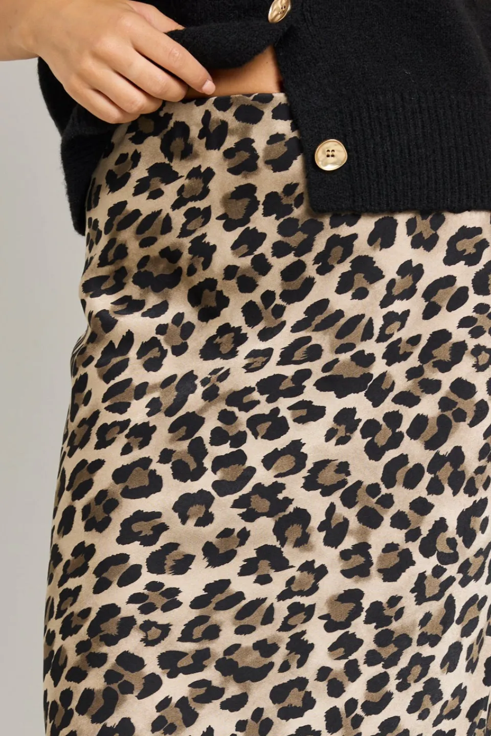 Stories be Told Record Leopard Satin Bias Maxi Skirt
