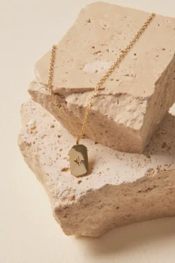 Georgia Mae Rectangle Diamante Pendant Gold Necklace