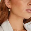 Georgia Mae Rectangle Signet Hoop Gold Earrings.
