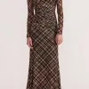 Staple The Label Reign Check Mesh LS Midi Dress