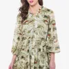 Leila + Luca Renew Khaki Smudge LS Belted Mini Dress