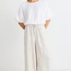 RE:UNION Label Resort Natural Linen Tie Waist Pull On Wide Pants