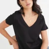 Humble + Heart Respect Black Relaxed V neck Organic Tee