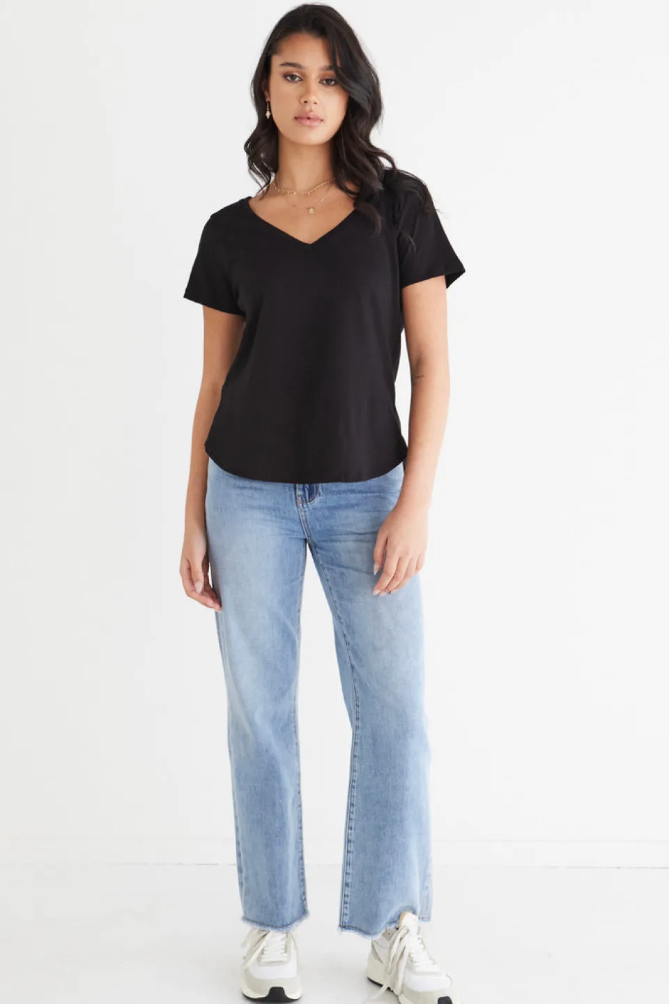Humble + Heart Respect Black Relaxed V neck Organic Tee