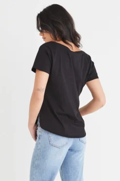 Humble + Heart Respect Black Relaxed V neck Organic Tee