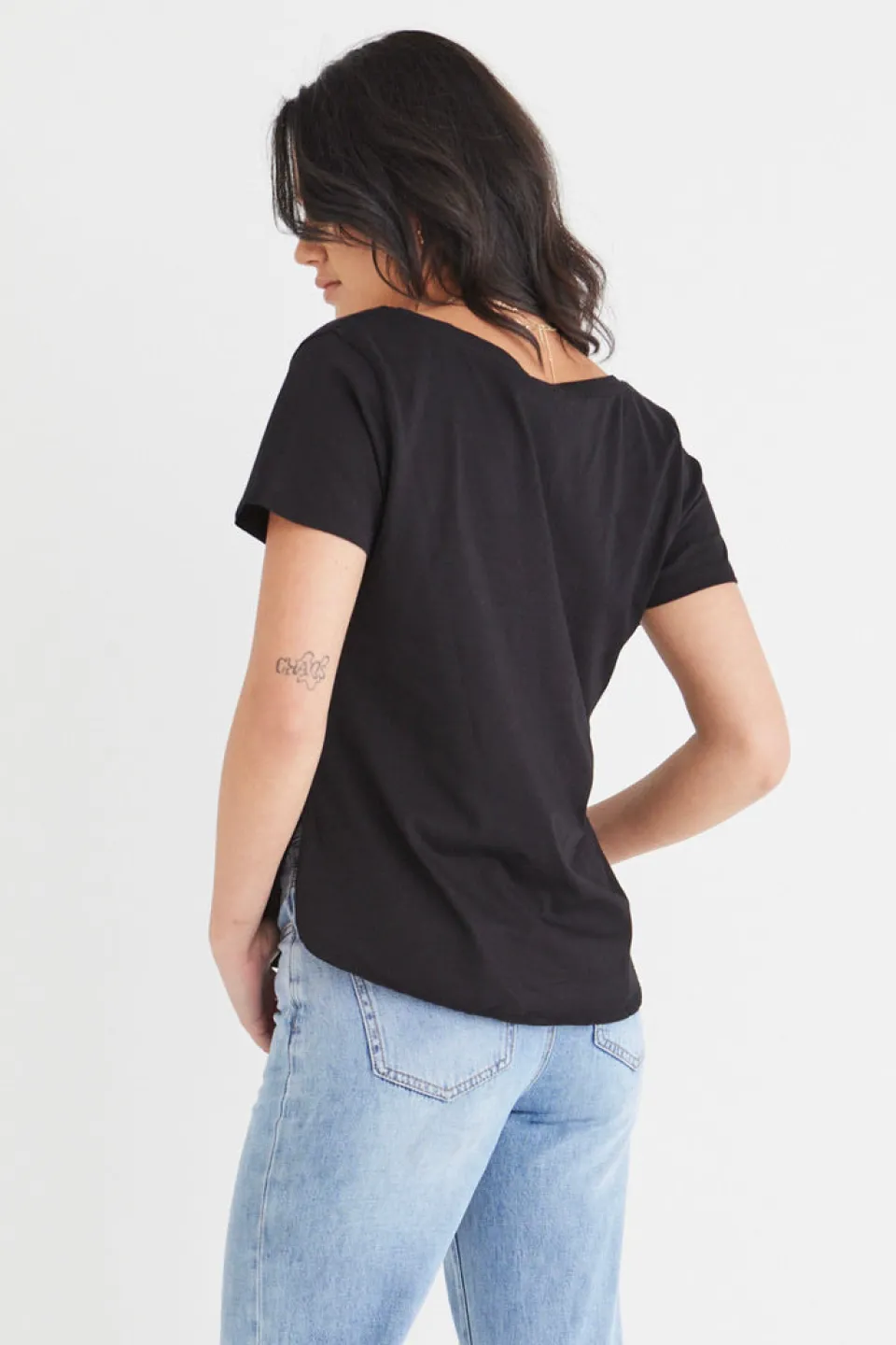 Humble + Heart Respect Black Relaxed V neck Organic Tee