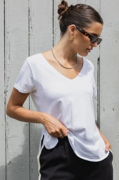 Humble + Heart Respect Relaxed White V Neck Organic Tee