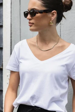 Humble + Heart Respect Relaxed White V Neck Organic Tee