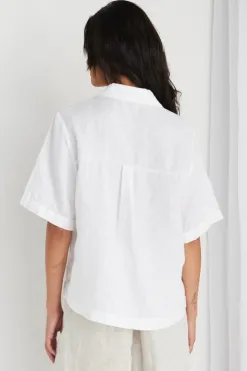 RE:UNION Label Response White Linen SS Boxy Shirt
