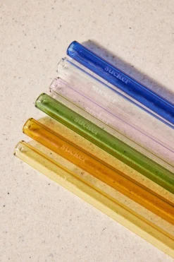 Sucker Reusable Glass Multi Colour Cocktail Straws