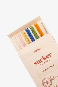 Sucker Reusable Glass Multi Colour Cocktail Straws