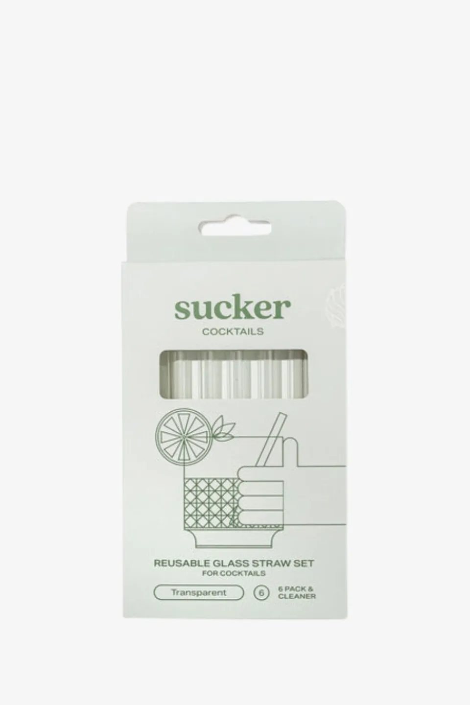 Sucker Reusable Glass Transparent Cocktail Straws