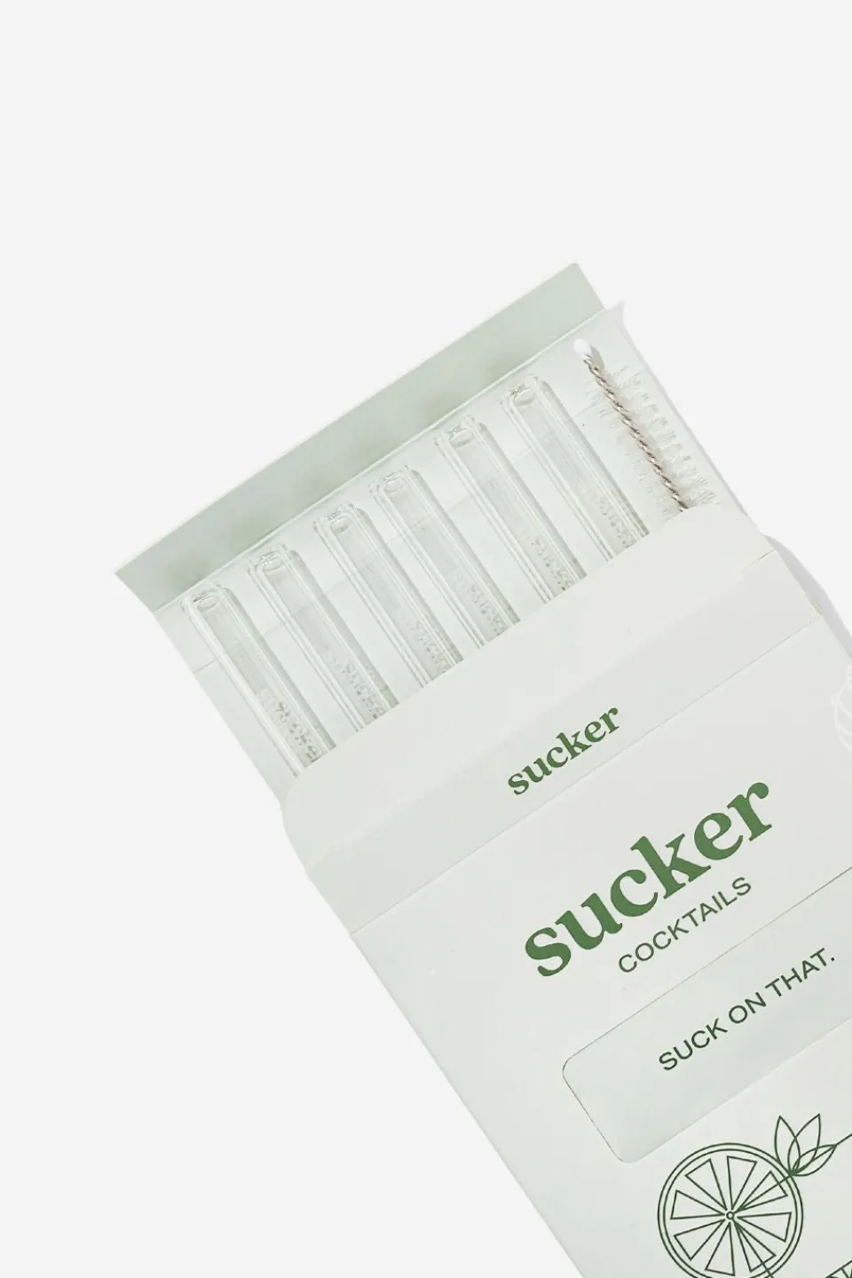 Sucker Reusable Glass Transparent Cocktail Straws