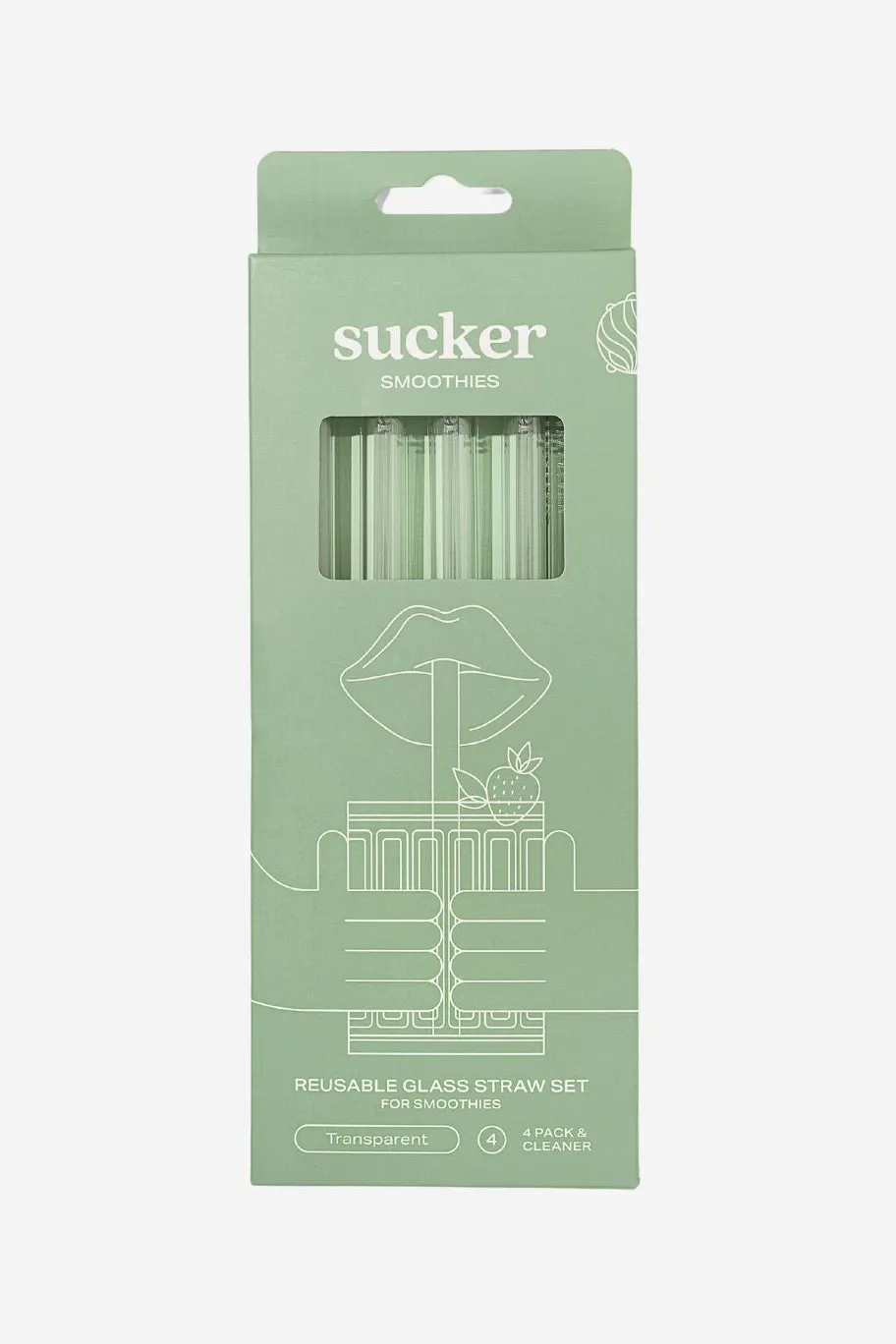 Sucker Reusable Glass Transparent Smoothie Straws