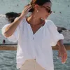 RE:UNION Label Revolutionary White Linen Relaxed LS Top