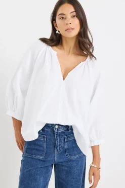 RE:UNION Label Revolutionary White Linen Relaxed LS Top