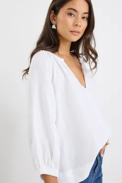 RE:UNION Label Revolutionary White Linen Relaxed LS Top