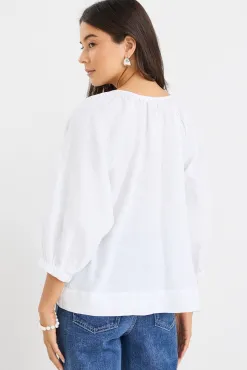 RE:UNION Label Revolutionary White Linen Relaxed LS Top