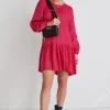 Ivy + Jack Rhea Raspberry Linen Drop Waist Smock Dress