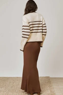 Mon Renn Rhythm Oatmeal Coffee Stripe Knit