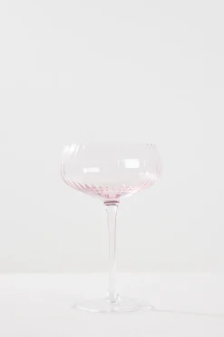 Home Lab Ribbed Blush Champagne Coupe Glass set4