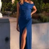 Georgia Mae Riches Cobalt Blue Off Shoulder Midi Dress
