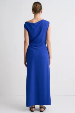Georgia Mae Riches Cobalt Blue Off Shoulder Midi Dress