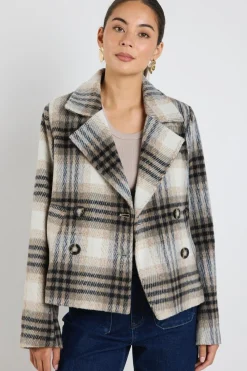 Among the Brave Rider Charcoal Check Short Double Breasted Coat