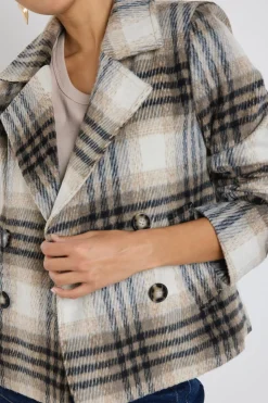 Among the Brave Rider Charcoal Check Short Double Breasted Coat