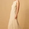 Mon Renn Ripple Neutral Stripe Sleeveless Maxi Dress