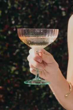 Willow u0026 Mae Ripple Pink Green Martini Glass
