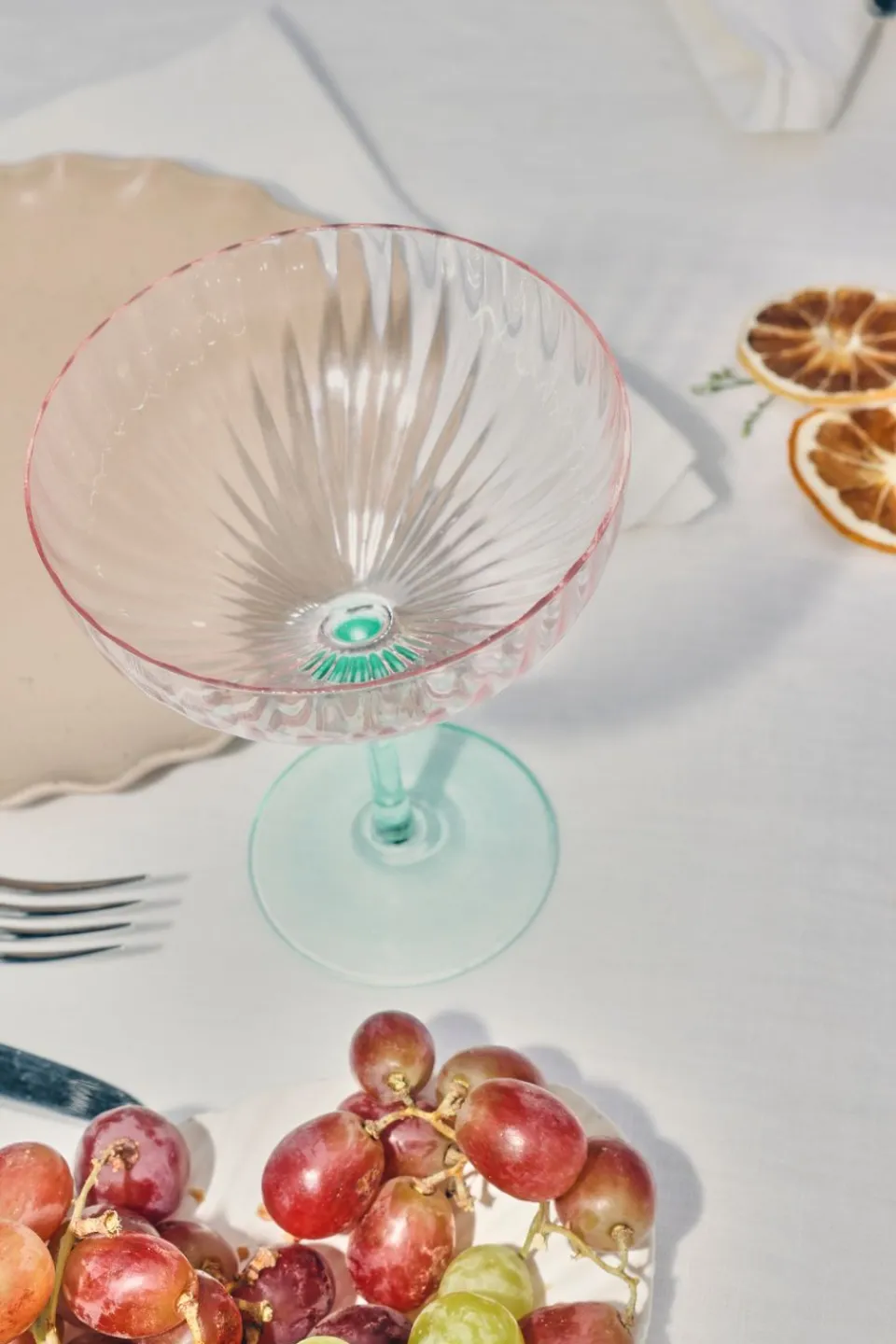 Willow u0026 Mae Ripple Pink Green Martini Glass